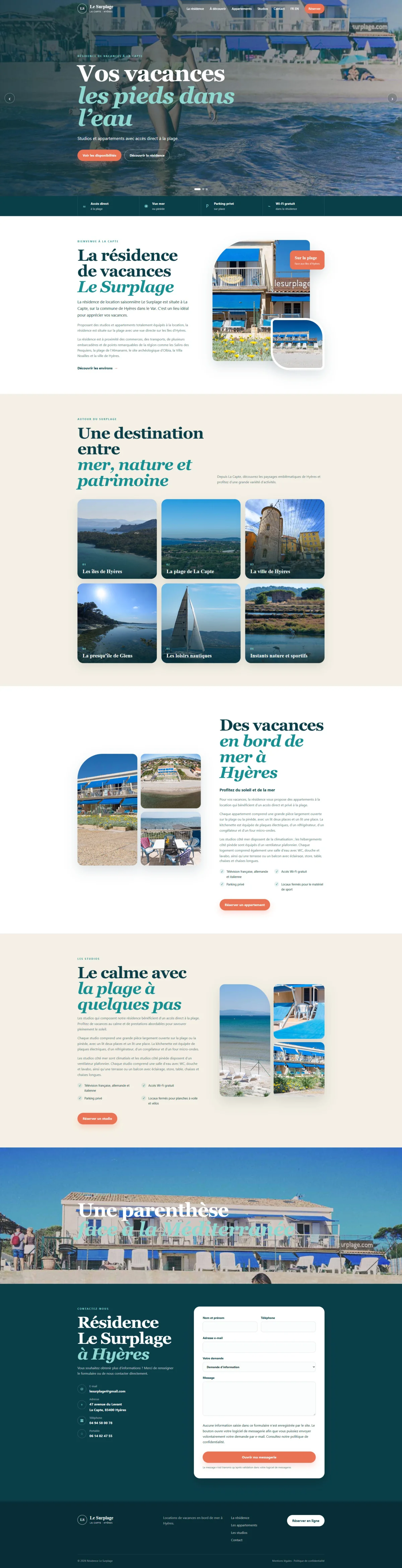 Capture intégrale de la page d’accueil du Surplage